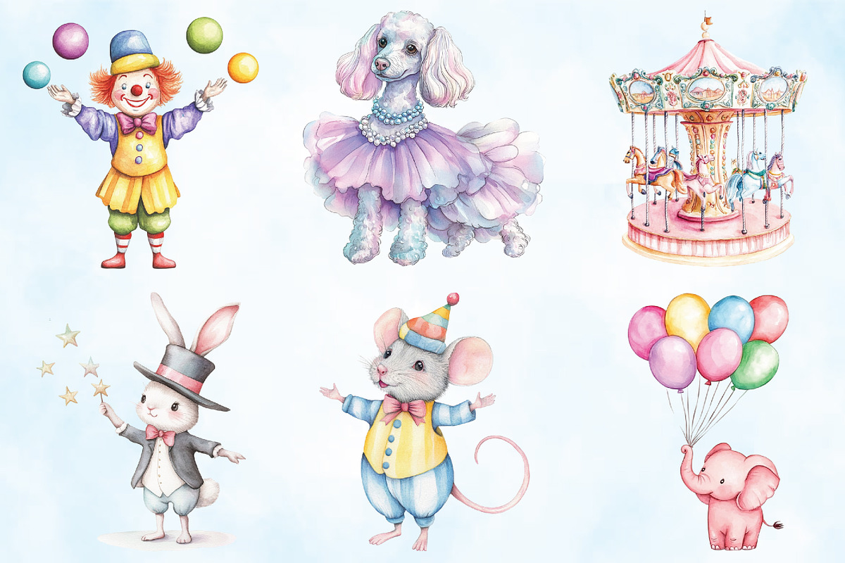 Pastel Summer Circus Clipart, an Illustration by Craft Nest (Photo 2 of 5)
