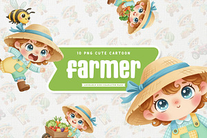 Sweet Farmer Girl Fun Cartoon, a Work Illustration by Gohsantosa