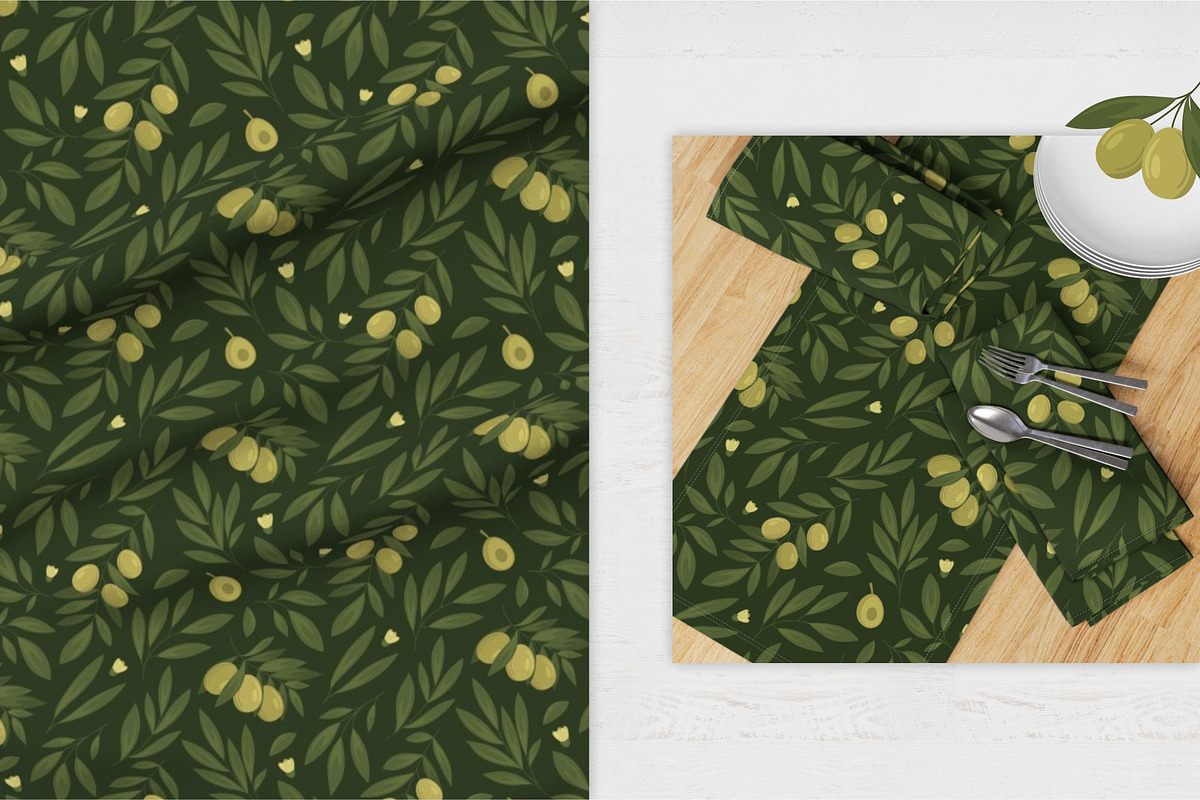 Olives set. Vector seamless patterns, a Pattern Graphic by LartGraphics (Photo 5 of 10)