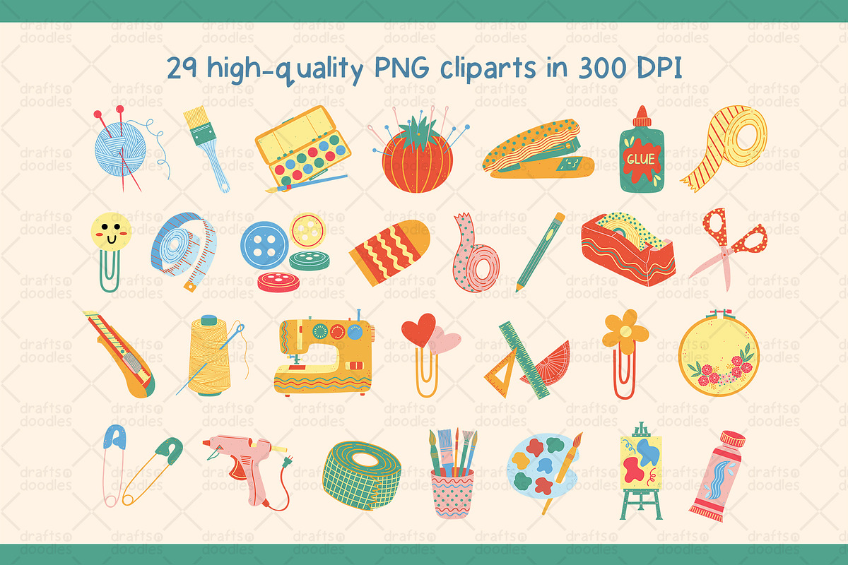 Arts and Crafts Supplies Clipart Set, an Object Graphic by Drafts n Doodles (Photo 2 of 3)