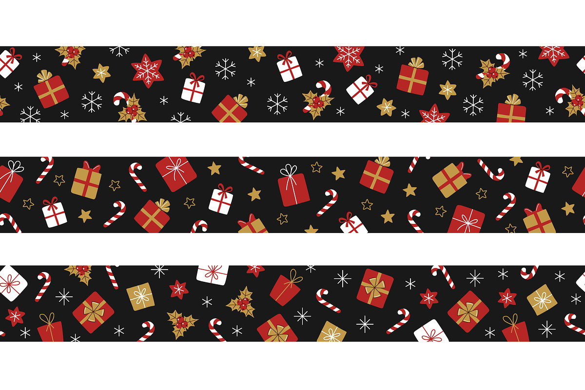 Seamless Christmas borders set, a Pattern Graphic by Barsuk's Shop (Photo 5 of 5)