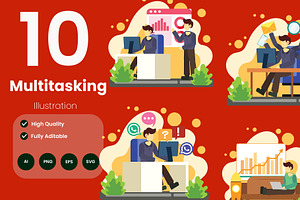 Multitasking Illustration Pack, a Person Illustration by baii09