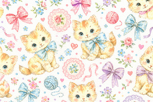 Kitsch kittens adorned with bows and, a Photo by Dvoevnore photos