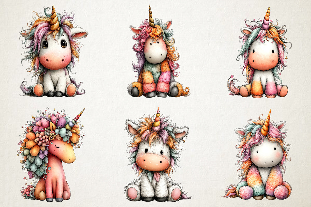 Fluffy Summer Unicorn Clipart, an Illustration by RobertsArt (Photo 2 of 5)