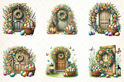 watercolor Easter Doors Clipart, an Illustration by DreamCafeArt (Thumbnail 3 of 5)