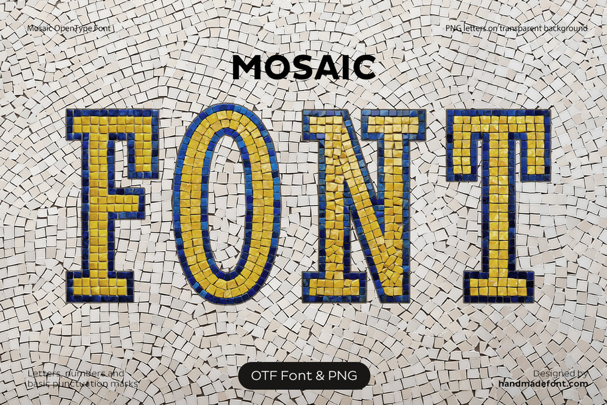 Mosaic Font, a Serif Font by Handmadefont (Photo 1 of 10)