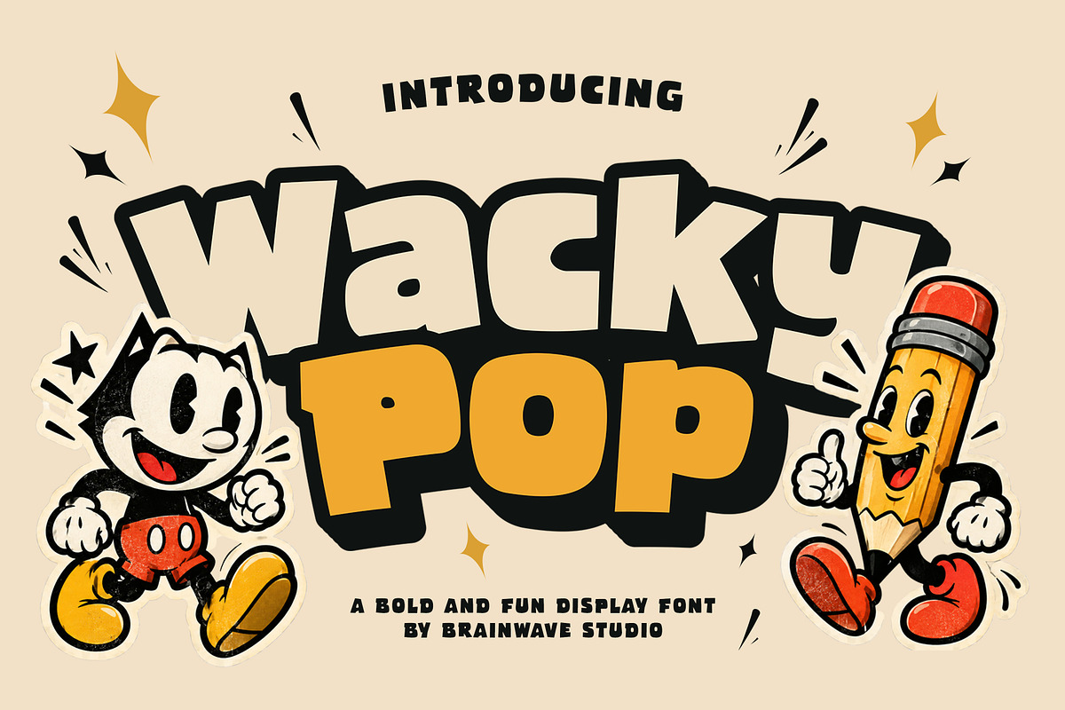 Wacky Pop – Cartoon Display Font, a Sans Serif Font by Brainwave (Photo 1 of 9)