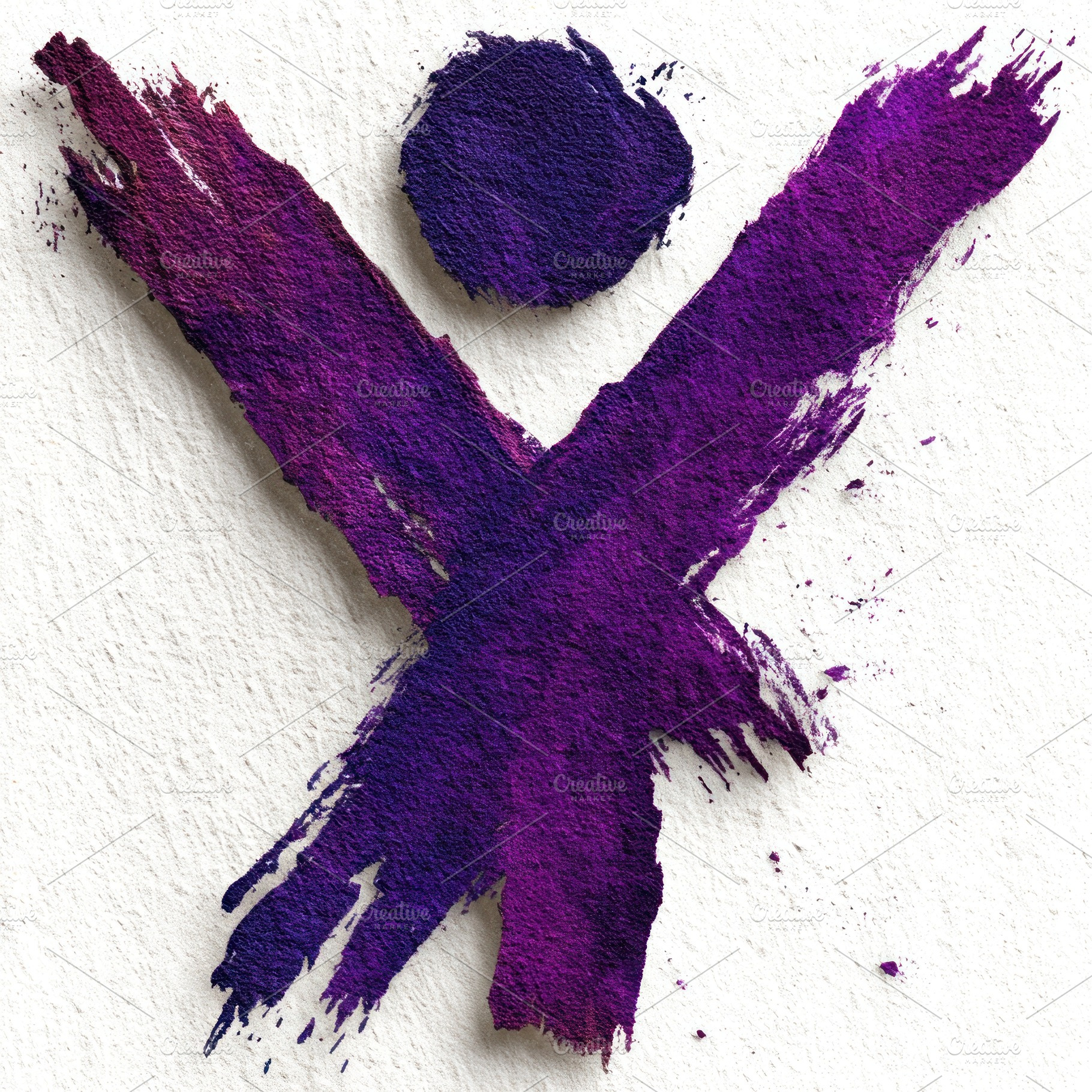 Abstract Human Figure With Raised Arm Painted in Purple and Mage, a Nature Photo by José Manuel Gelpi