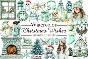 Christmas Wishes Clipart, an Illustration by Libby Wishes