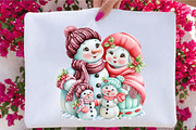 Christmas Snowman Family Clipart B, a Seasonal Illustration by SVGArt (Thumbnail 10 of 10)