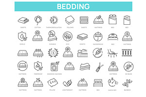Set of outline Bedding icons, an Outline Icon by Tettygreen
