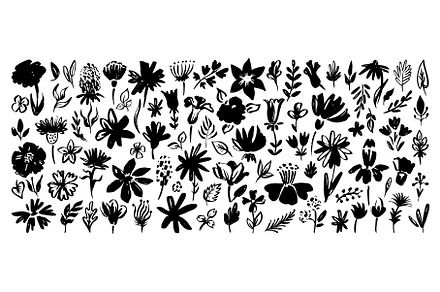 Black ink plants. Paint brush, an Object Illustration by Valerie Bodnar