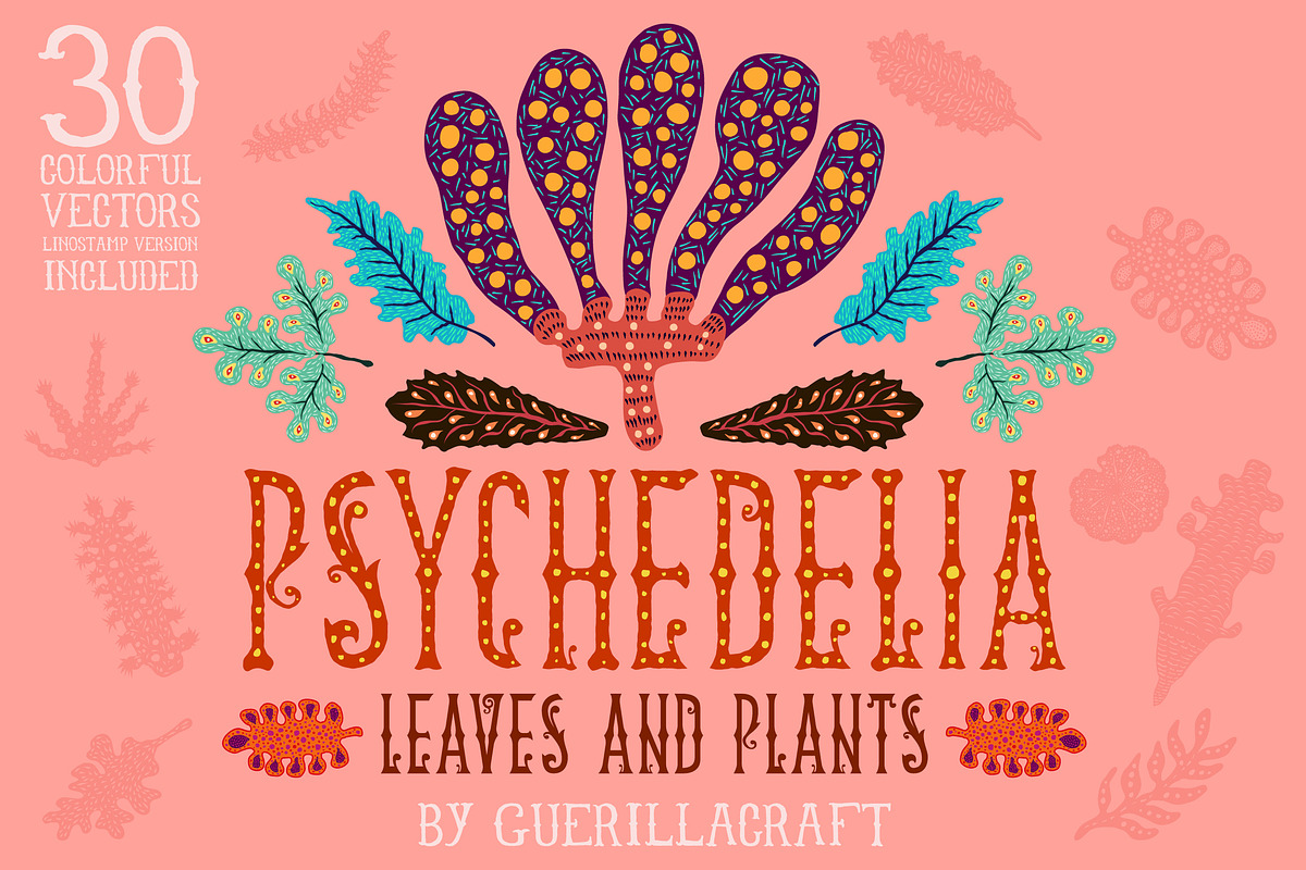 Psychedelia - Leaves and Plants, a Decorative Illustration by Guerillacraft (Photo 1 of 4)