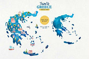 Watercolor Greece. Clipart set, an Object Illustration by VerAna (Thumbnail 6 of 13)