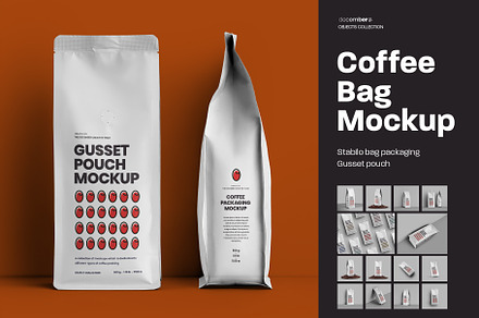 14 Coffee Bag Mockups. Side Gusset, a Packaging Mockup by Grow Design Craft Studio