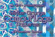 24 Winter Grunge Camo Patterns, a Pattern Graphic by Guten Tag Vector