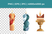 Candle Vector Clipart Set, a Decorative Illustration by InkyQueenArt (Thumbnail 2 of 5)