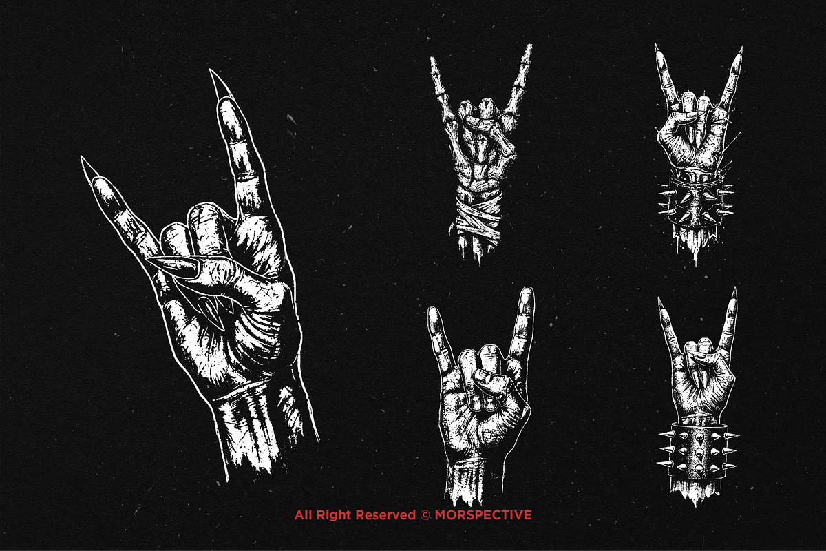 10 Bundle Dark Art Metal Hand Sign, an Illustration by Morspective (Photo 5 of 7)