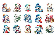 Christmas Polar Bear Clipart Bundle, an Illustration by SinaCreation (Thumbnail 2 of 7)