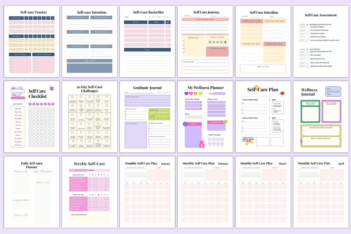 2025 Self Care & Wellness Planner, a Stationery Template by Shumaya (Photo 3 of 7)