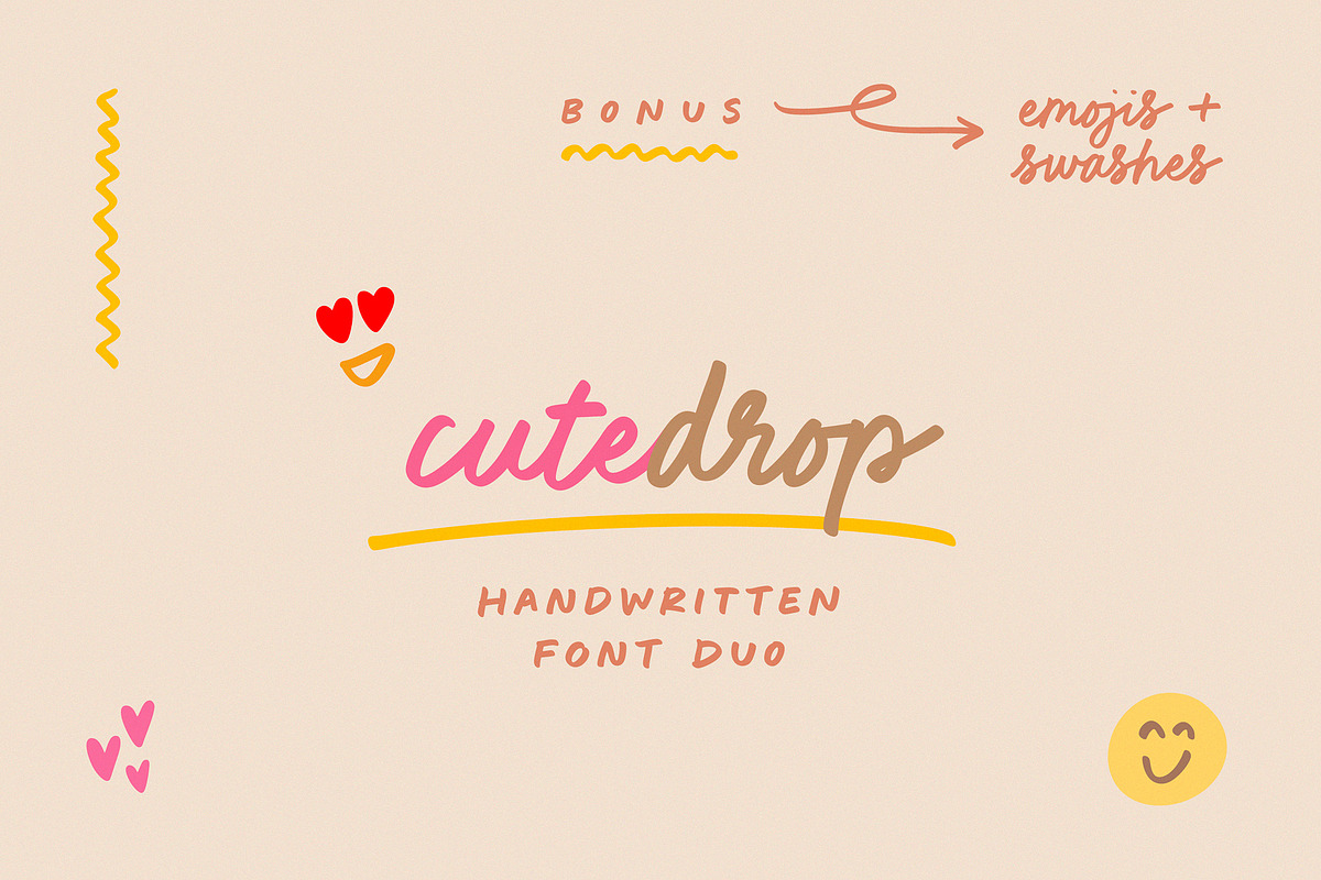 CuteDrop handwritten font duo & more, a Handwritten Font by Minna Kaario (Photo 1 of 14)