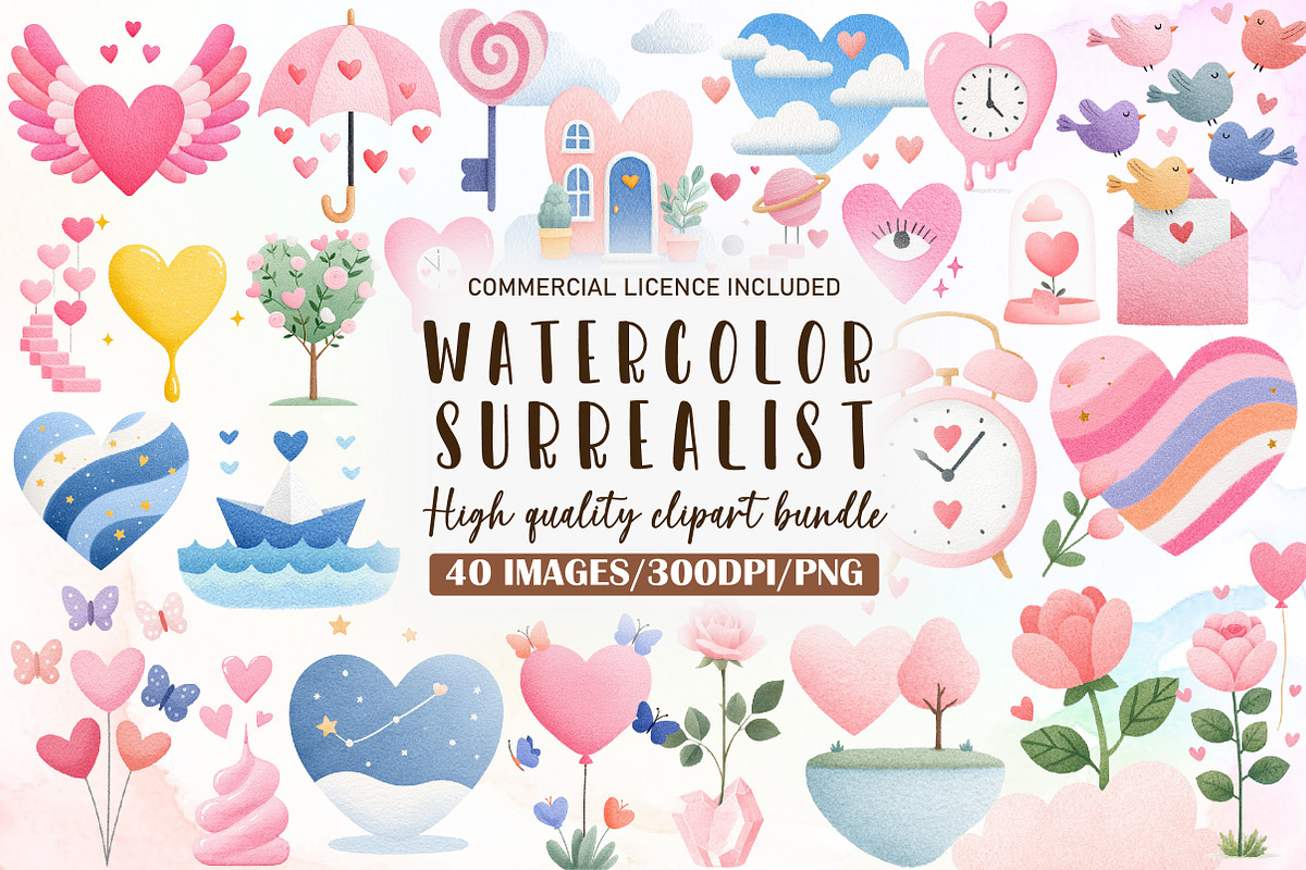 Surrealist Valentine Clipart, an Illustration by Sublimation Artist (Photo 1 of 6)