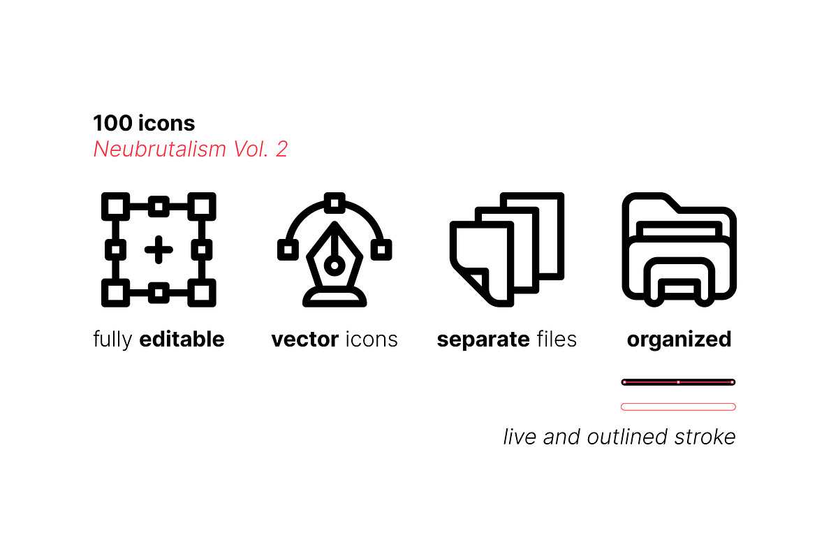 100 Neubrutalism Icons Vol. 2, an Outline Icon by Side Project (Photo 6 of 10)