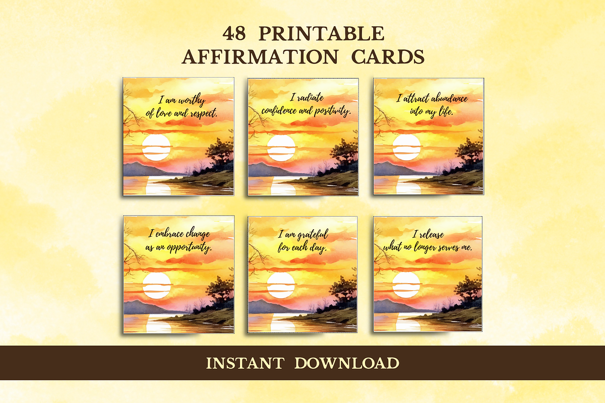 Inspirational Affirmation Cards, a Card Template by SimoDigitalArt (Photo 1 of 7)