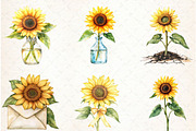 Watercolor Sunflowers Clipart, an Illustration by Libby Wishes (Thumbnail 2 of 7)