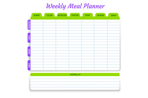 Weekly Meal Planner, Vector