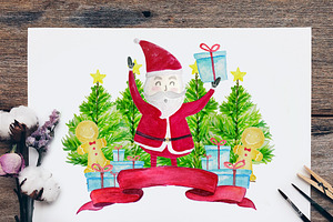 Christmas Set Clipart, Santa