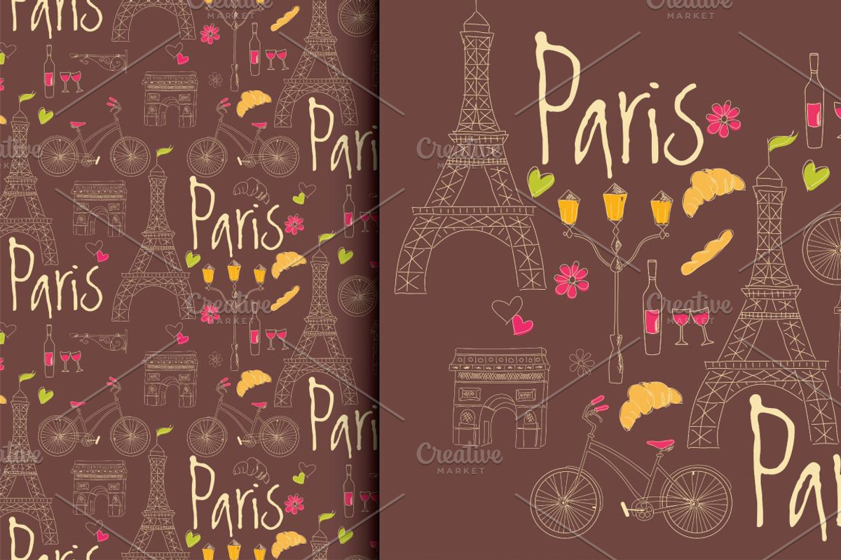 Paris: 3 Patterns + 1 Illustration, a Pattern Graphic by Blue Lela Design