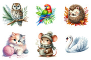 Watercolor Animal Clipart, a Seasonal Illustration by DreamArtGraphic (Thumbnail 2 of 4)