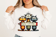 Merry Christmas,Quirky Christmas Cat, an Illustration by Libby Wishes (Thumbnail 2 of 8)