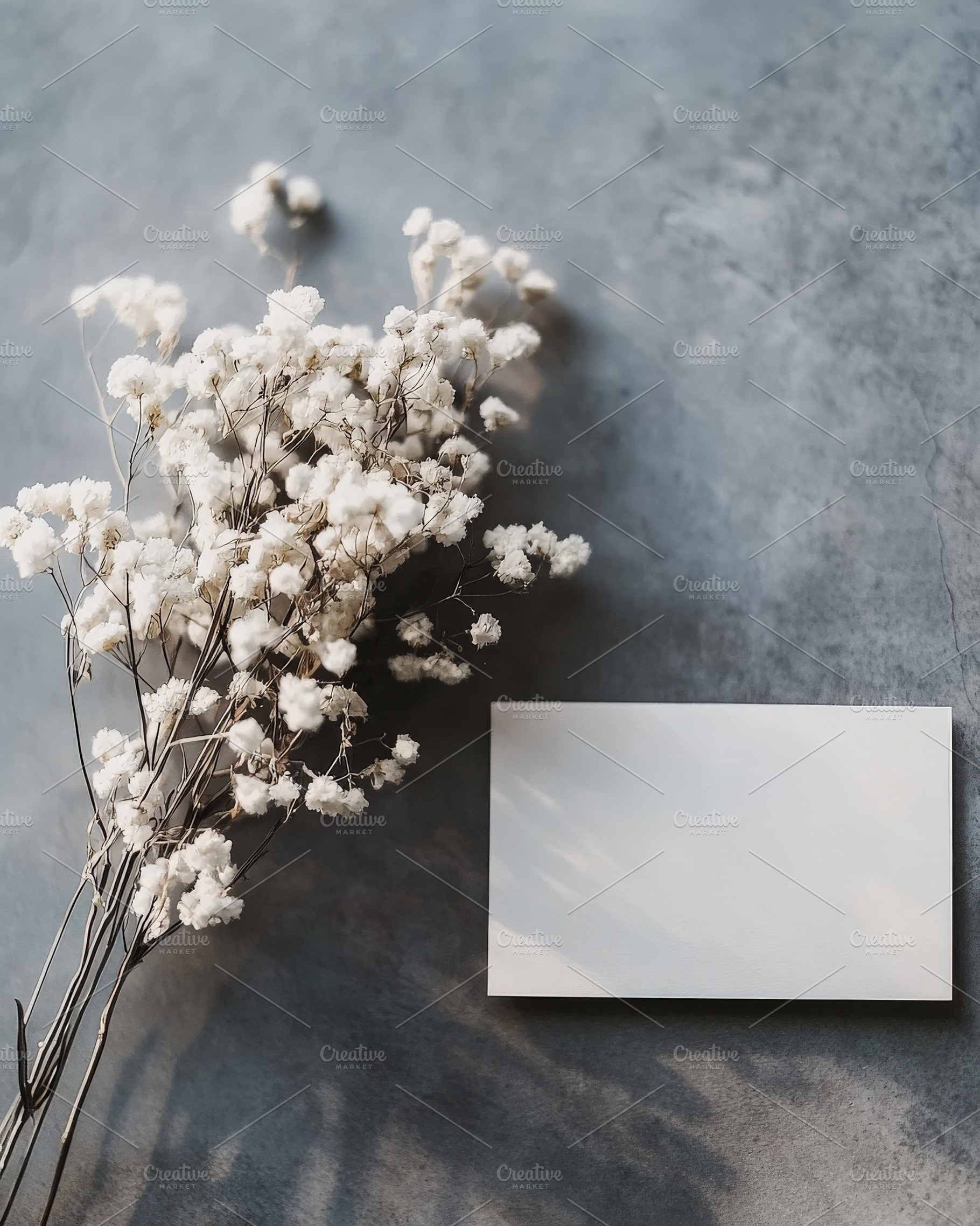 Mockup with Dried Flower and Note, a Background Photo by Virgo Studio