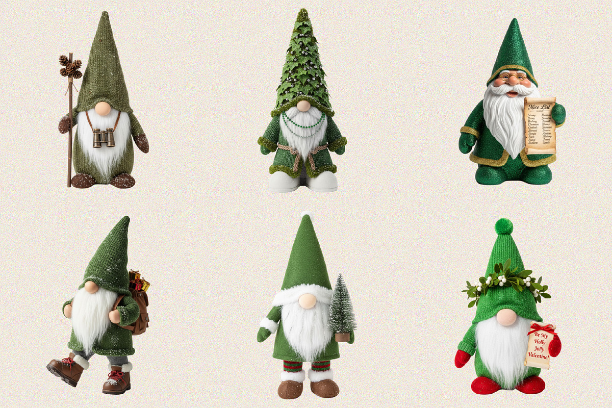 Watercolor Green Christmas Gnomes, an Illustration by SVGArt (Photo 4 of 8)