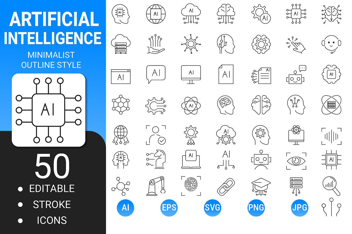 Artificial intelligence icon set, an Outline Icon by Icons (Photo 1 of 3)