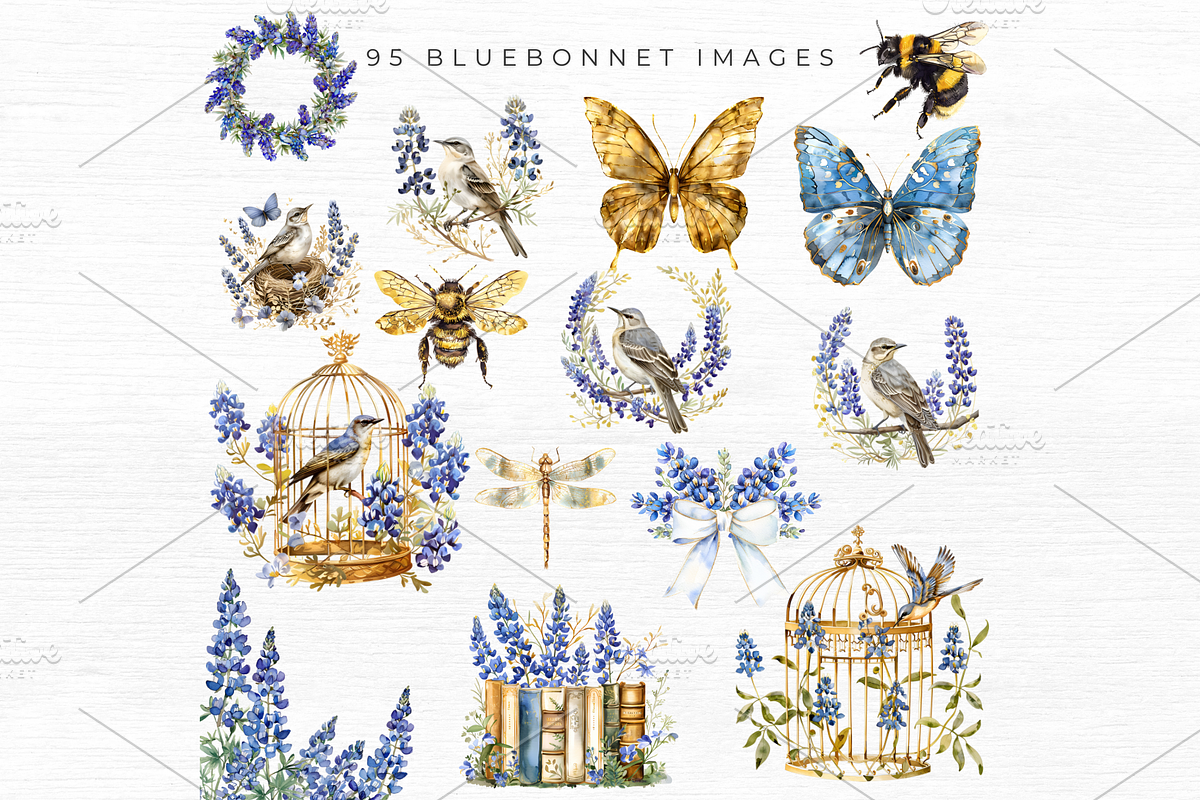 BLUEBONNET FLOWER CLIPART, an Object Graphic by EllyandLima (Photo 2 of 7)