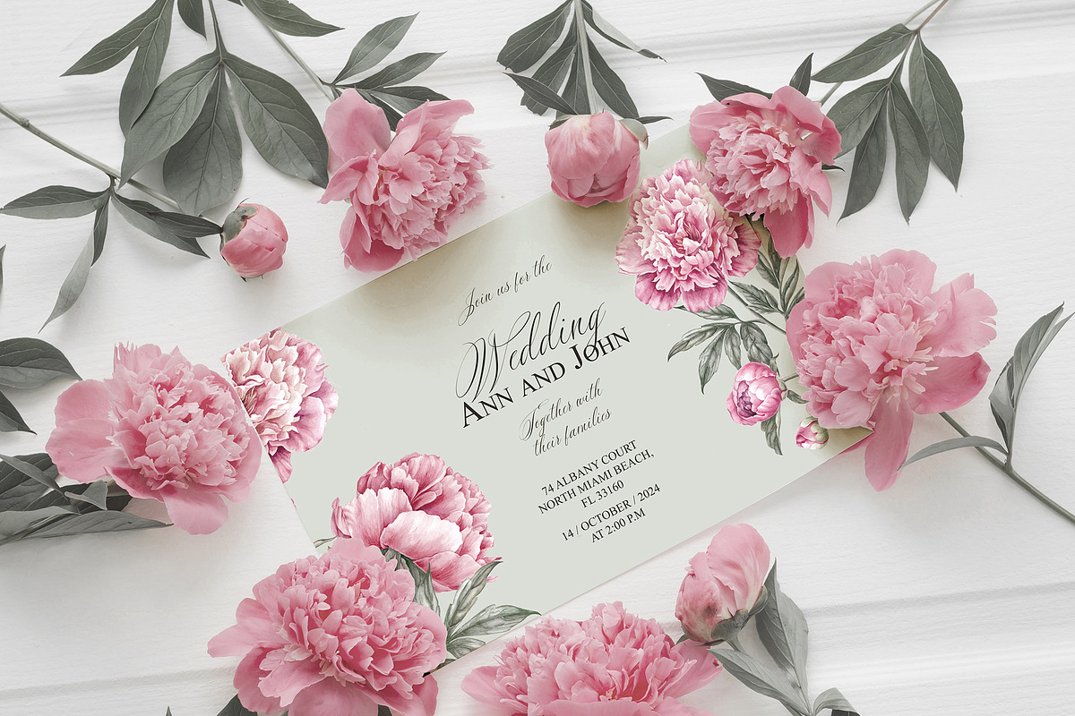 12 Watercolor Peonies PNG, a Decorative Illustration by Kotkoa (Photo 3 of 11)