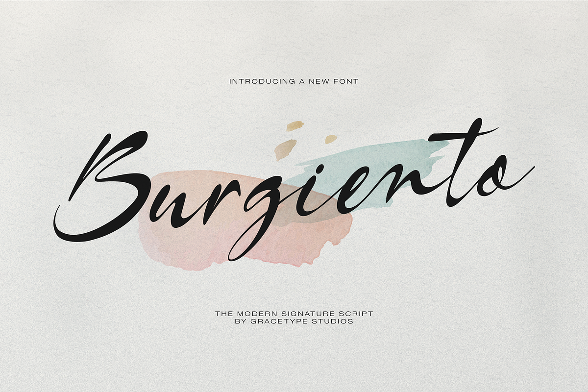 Burgiento | Modern Signature Script, a Script Font by gracetype_studio (Photo 1 of 12)