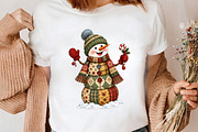 Patchwork Snowman Christmas Png Art, a Seasonal Illustration by CrexoraLab (Thumbnail 4 of 4)