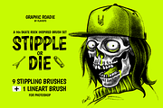 Photoshop ink and stippling brushes, a Brush Add-On by Graphic Roadie (Thumbnail 1 of 7)