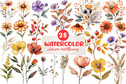 Autumn Wildflowers Clipart, an Illustration by CreationArt (Thumbnail 1 of 5)