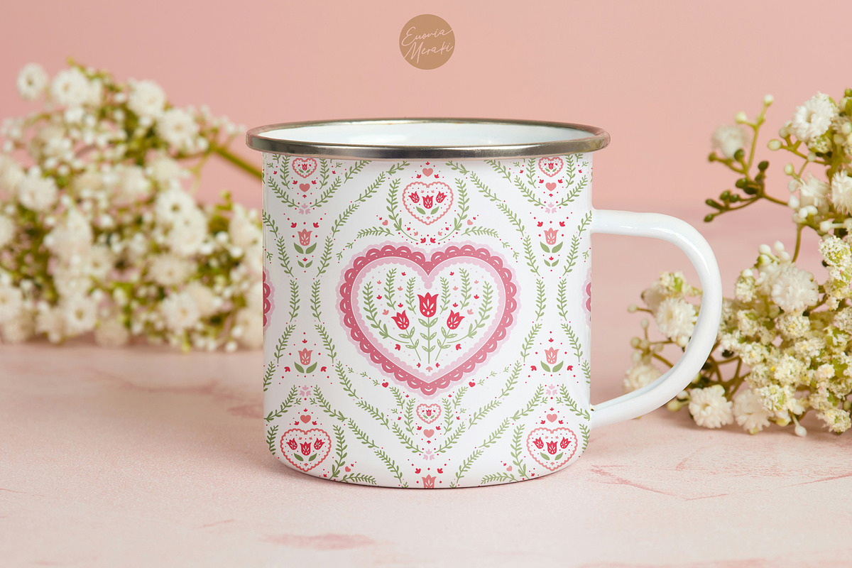 Cottagecore Pattern 8 Romantic Heart, a Pattern Graphic by Euonia Meraki (Photo 8 of 13)