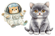 Watercolor Cute Cat Lover Clipart, a Seasonal Illustration by CitraGraphics (Thumbnail 5 of 6)