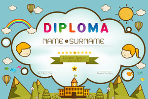Certificate kids diploma, a Card Template by essense