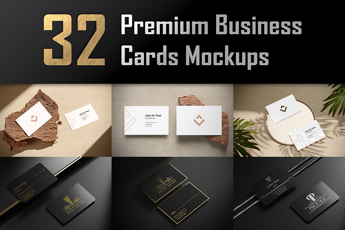 32 Premium Business Cards Mockups, a Print Template by imonedesign (Photo 1 of 4)