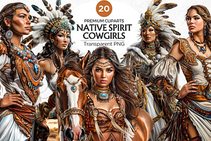 Native Spirit Cowgirls Clipart