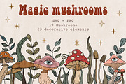 Retro magic mushrooms & eyes set, an Illustration by marie dricot (Thumbnail 1 of 5)