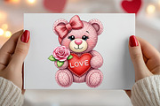 Faux Yarn Valentine Teddy Bear PNG, an Illustration by Canvas Craft (Thumbnail 5 of 6)